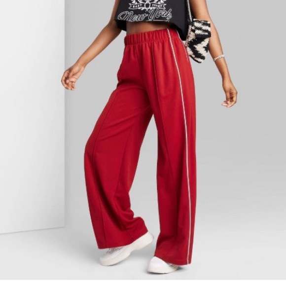 wild fable Pants - Women’s Track Pants Wide Leg - Wild Fable Color Dark Red Size Medium